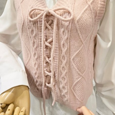 X자 니트조끼 셔츠 세트