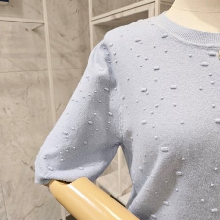 폼 라운드 5부소매 니트