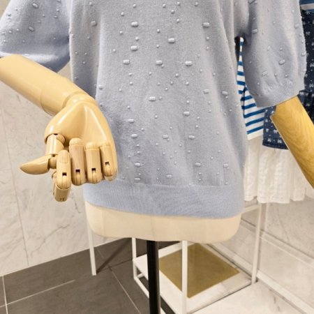 폼 라운드 5부소매 니트