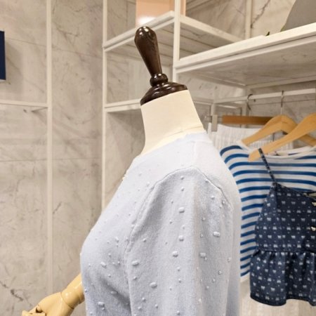 폼 라운드 5부소매 니트