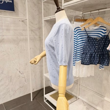 폼 라운드 5부소매 니트