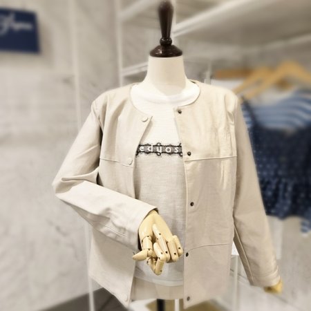 노카라 버튼 레자 자켓