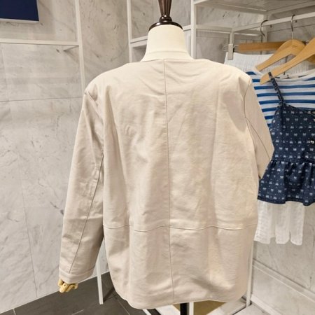 노카라 버튼 레자 자켓