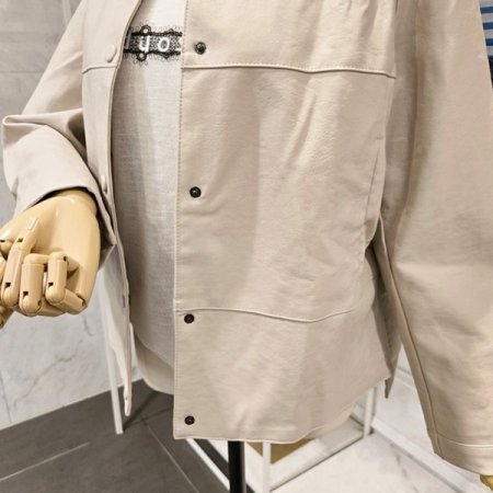 노카라 버튼 레자 자켓