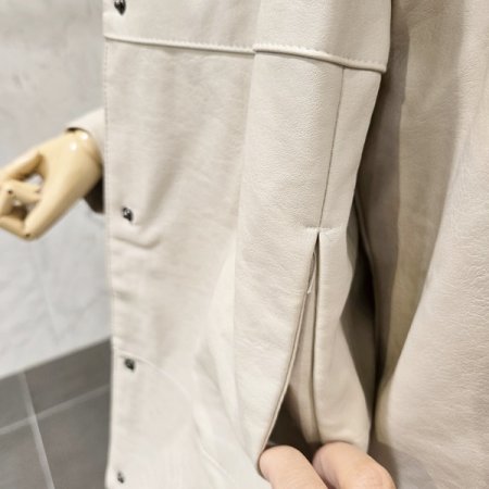 노카라 버튼 레자 자켓