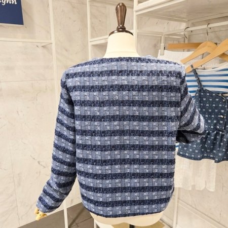 노카라 금장 트위드 자켓