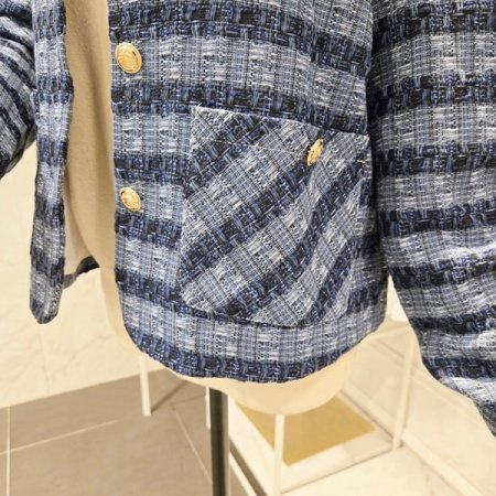 노카라 금장 트위드 자켓