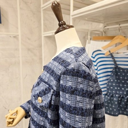 노카라 금장 트위드 자켓