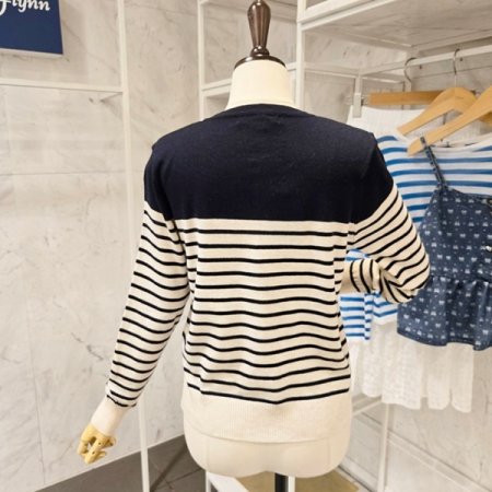 라운드넥 스트라이프 가디건