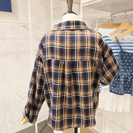 체크 셔츠 민소매 탑 세트