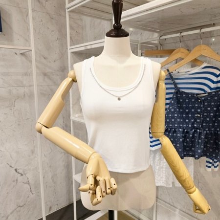 체크 셔츠 민소매 탑 세트