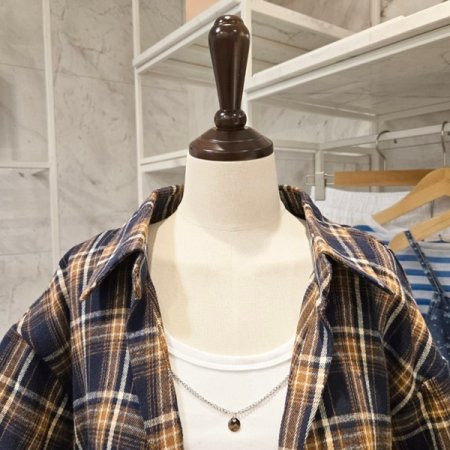 체크 셔츠 민소매 탑 세트