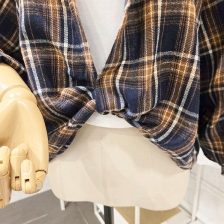 체크 셔츠 민소매 탑 세트