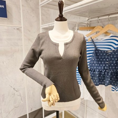 이중 골지 티셔츠