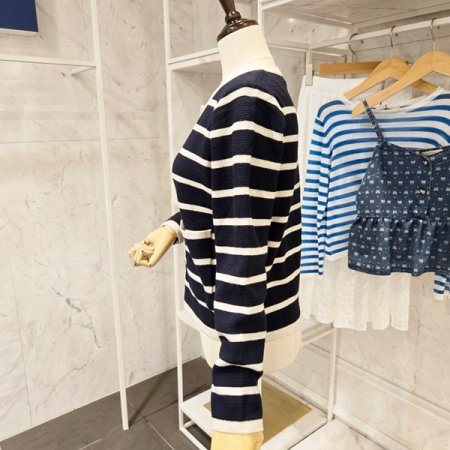 메탈 포켓 스트라이프 가디건