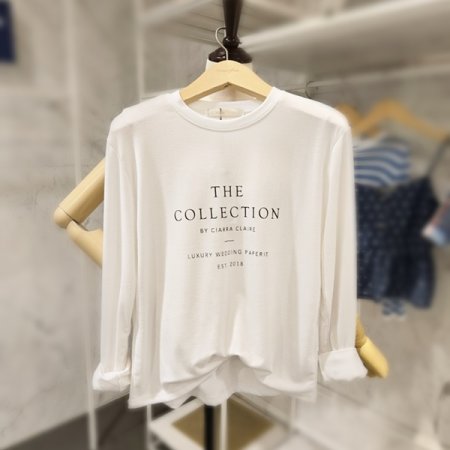 레터링 나염 긴팔 티셔츠