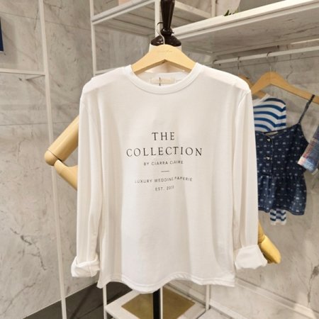 레터링 나염 긴팔 티셔츠