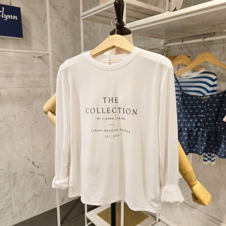 레터링 나염 긴팔 티셔츠