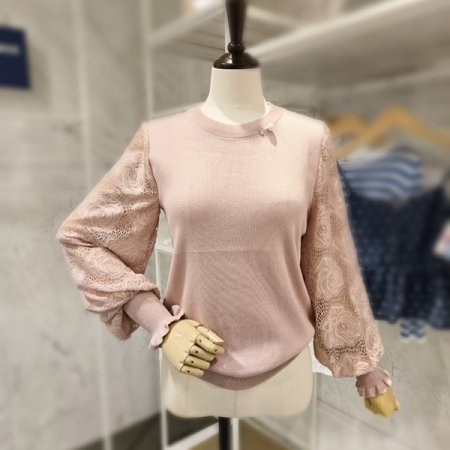 로즈 소매 레이스 니트