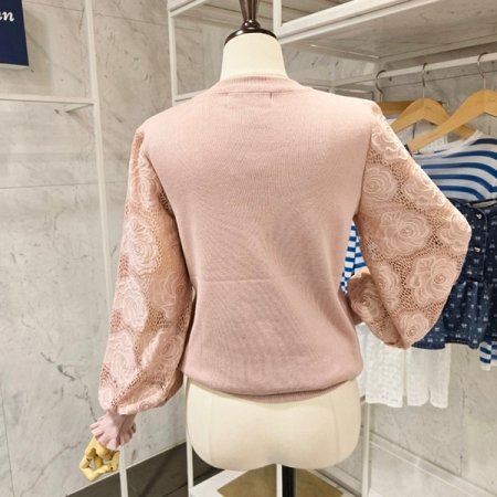 로즈 소매 레이스 니트