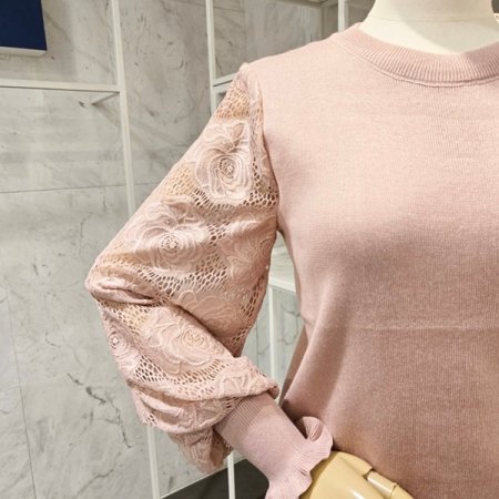 로즈 소매 레이스 니트
