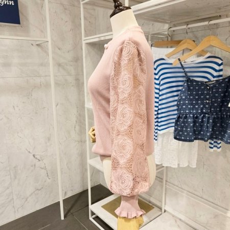 로즈 소매 레이스 니트