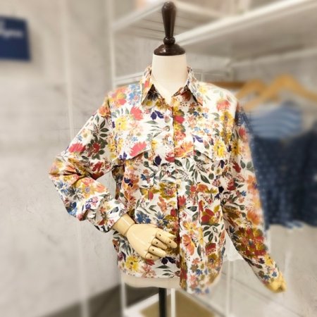 컬러 플라워 양포켓 셔츠