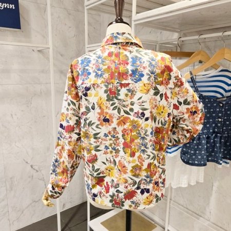 컬러 플라워 양포켓 셔츠