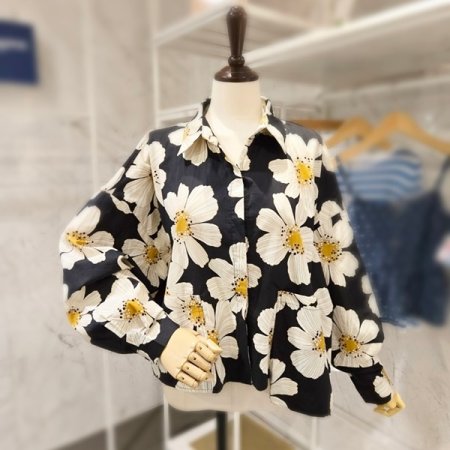 빅 플라워 루즈핏 카라 셔츠