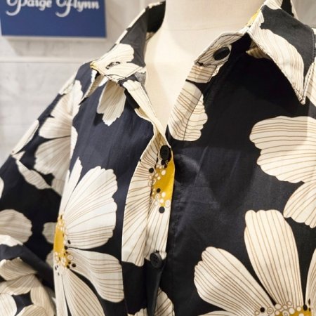 빅 플라워 루즈핏 카라 셔츠