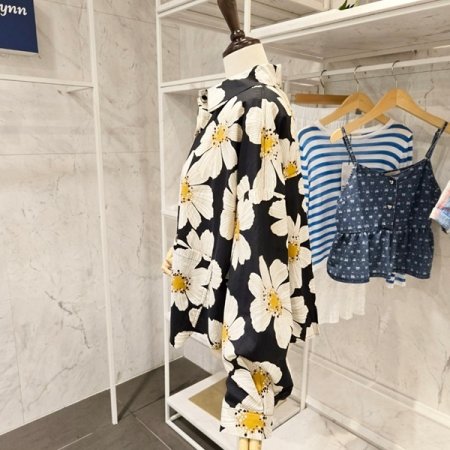 빅 플라워 루즈핏 카라 셔츠