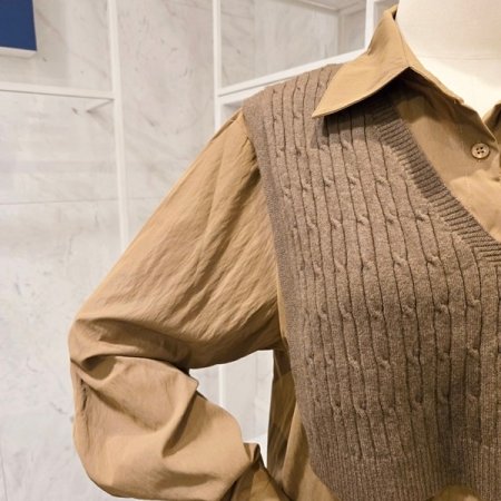 꽈배기 니트 셔츠 세트