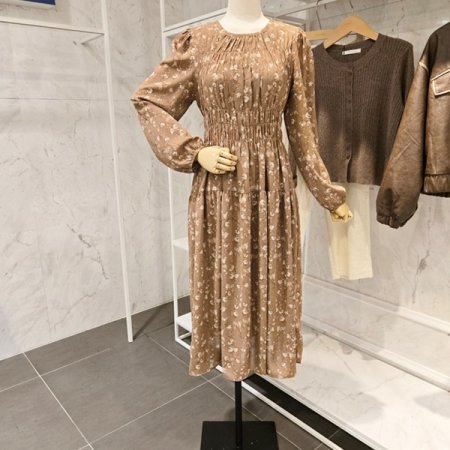 플로럴 셔링 원피스