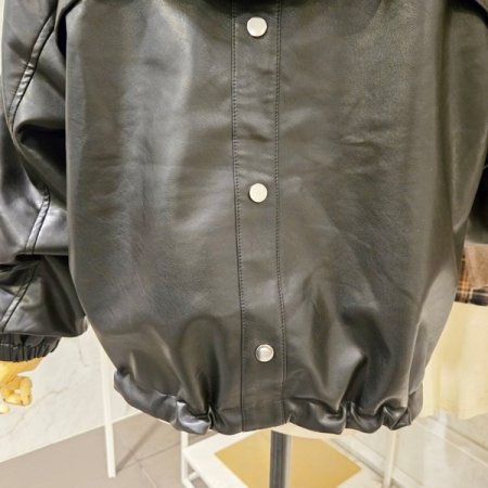 로고자수 레더 점퍼