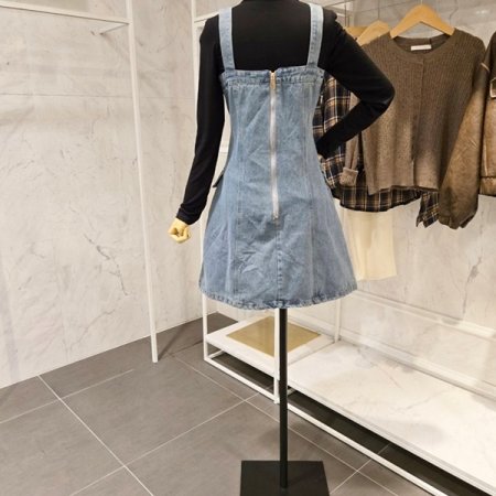 미니 데님 뷔스티에 원피스