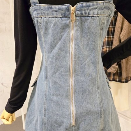 미니 데님 뷔스티에 원피스