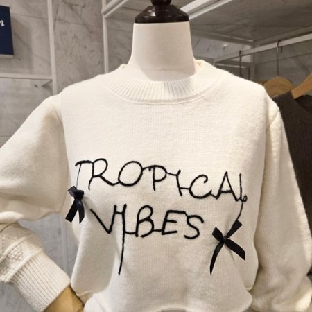 리본 레터링 니트