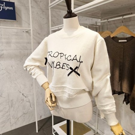 리본 레터링 니트