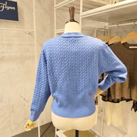 하트 단추 브이넥 가디건