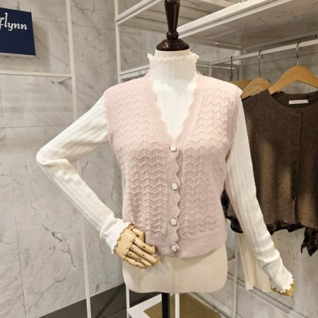 물결 니트 조끼