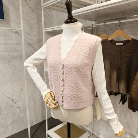 물결 니트 조끼