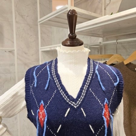 다이아 니트 조끼