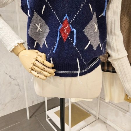 다이아 니트 조끼