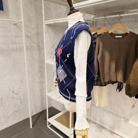 다이아 니트 조끼