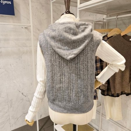 미니꽈배기 니트 집업 조끼