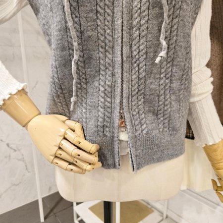 미니꽈배기 니트 집업 조끼