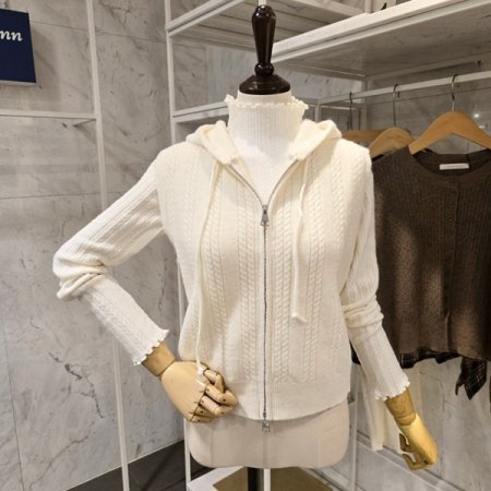 미니꽈배기 니트 집업 조끼