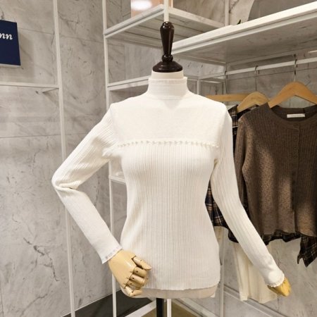 진주 반목 골지 니트