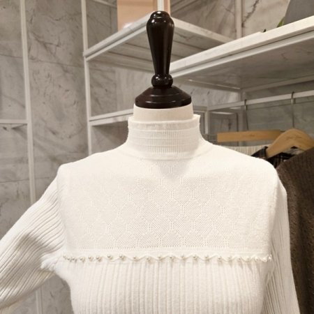 진주 반목 골지 니트