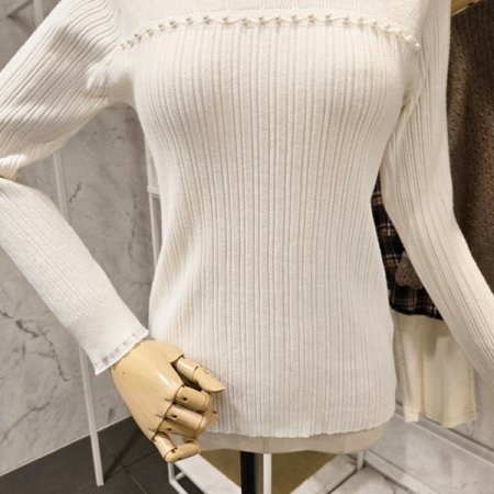 진주 반목 골지 니트